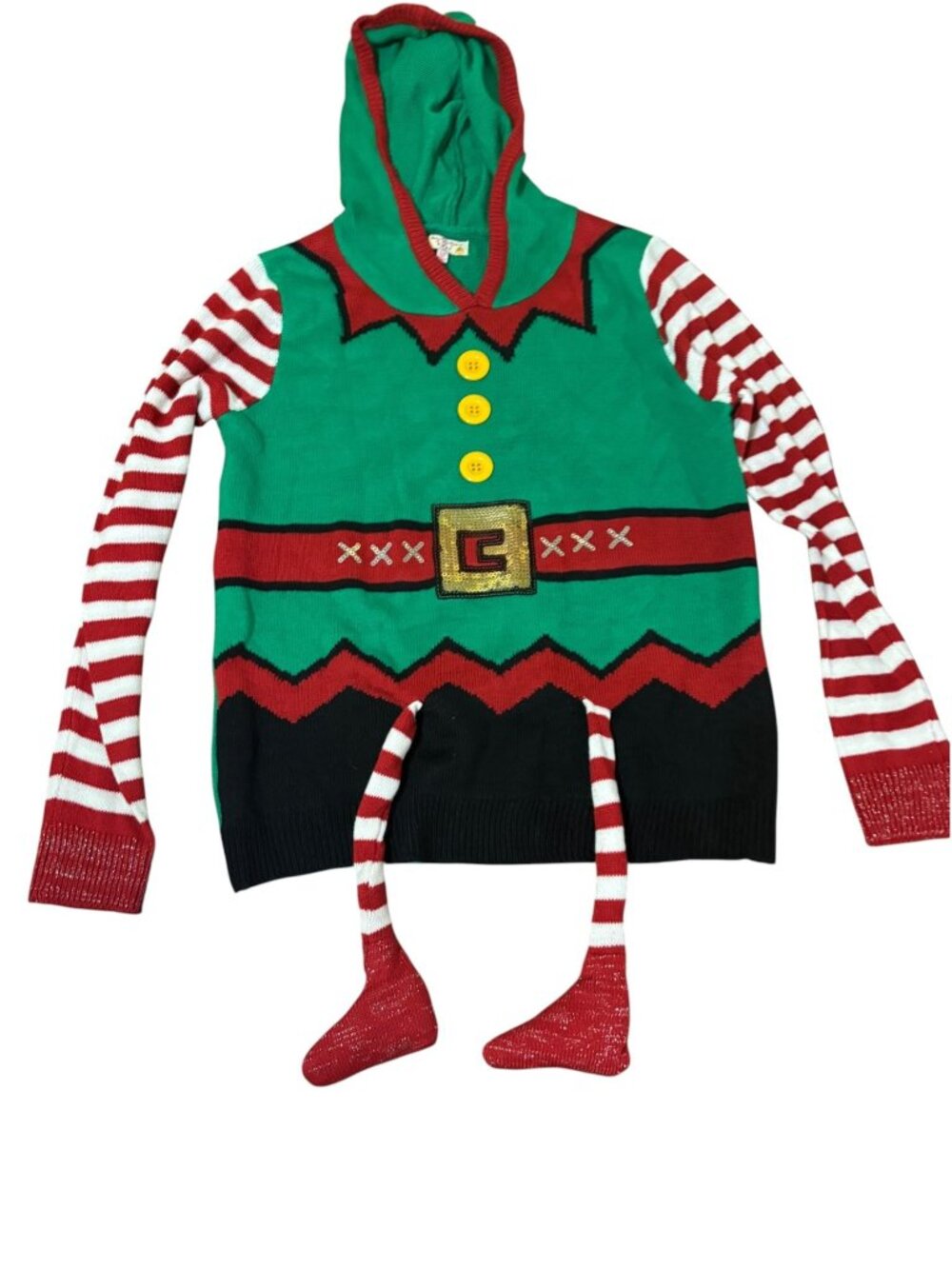 Poof NY Medium Christmas Elf Hooded Sweater